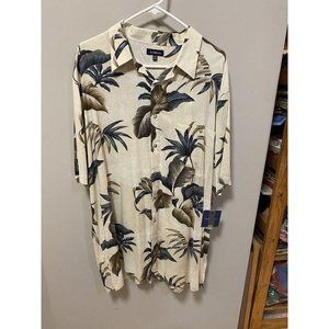 Croft & Barrow Shirt Mens XL Tall Blue Hawaiian Short Sleeve w/pocket Extra Long